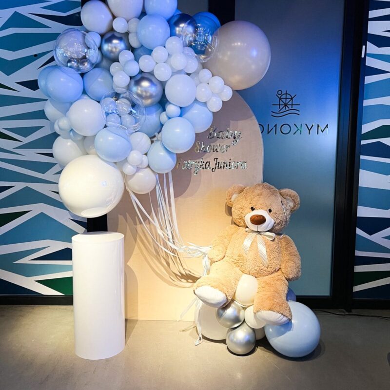 misiowa ścianka balonowa ścianka na roczek ścianka z misiem balonowa bakoracja baby shower ścianka balonowa miś
