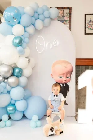 scianka na roczek ŚCIANKA Z MOTYWEM BAJKI “DZIECIAK RZĄDZI dekoracja balonowa baby boss balony Ścianka z Motywem Bajki „Dzieciak Rządzi ścianka balonowa