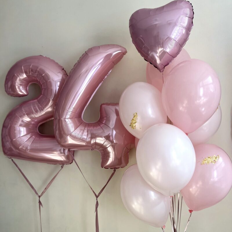Zestaw balonów z cyframi rózowa fantazją Balony z helem Gdynia Sopot Gdańsk balonowe dekoracje