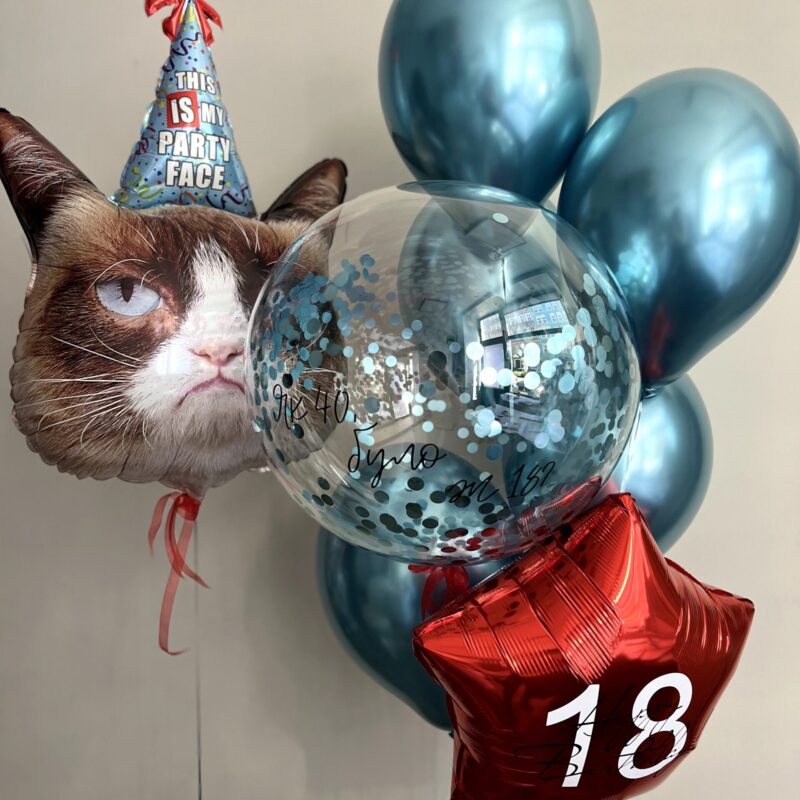 Zestaw balonów z helem Kot na 18