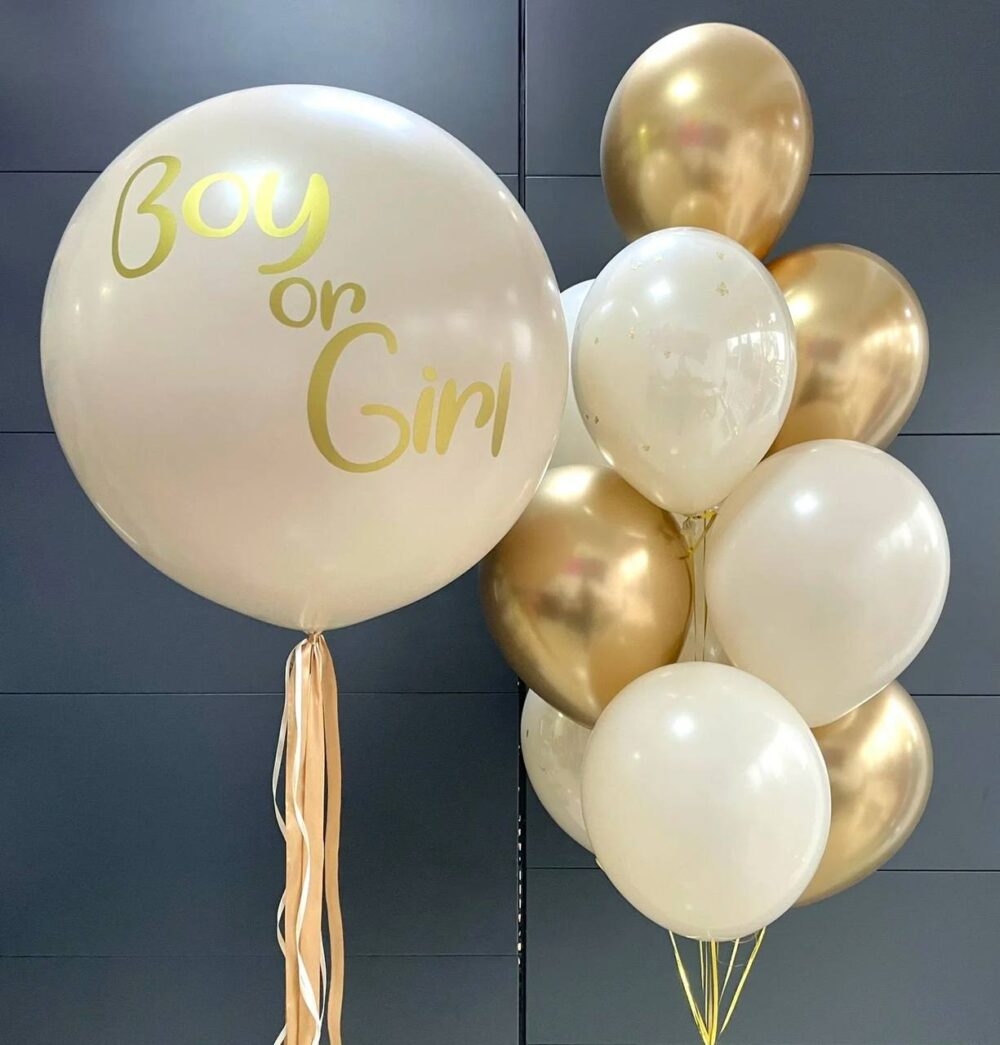 Balony z helem beżowy zestaw baby shower
