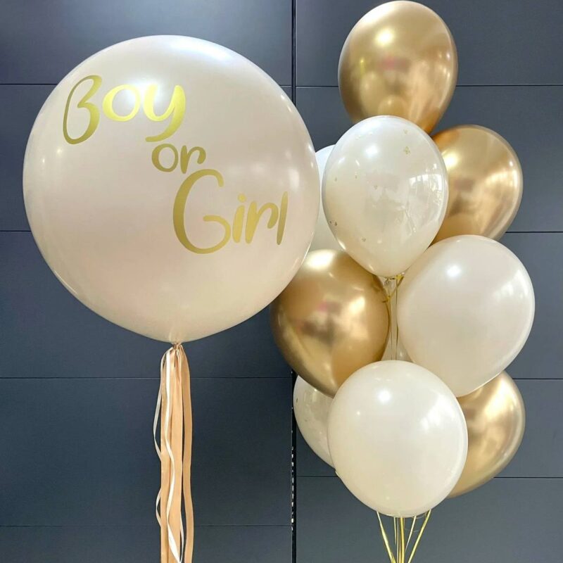 Balony z helem beżowy zestaw baby shower