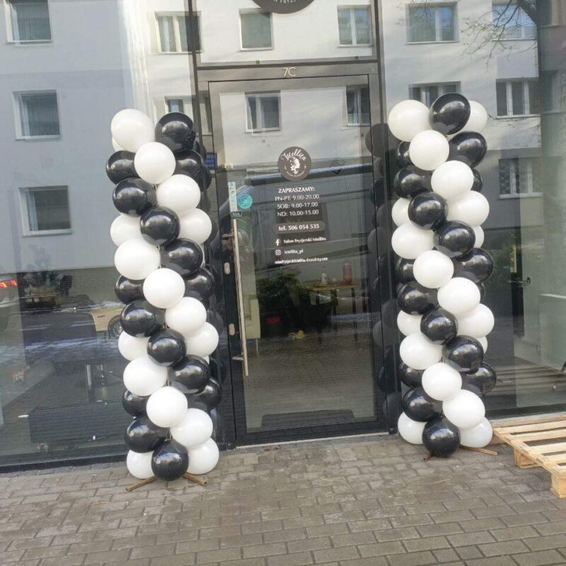 Słupki balonowe czarno - biały